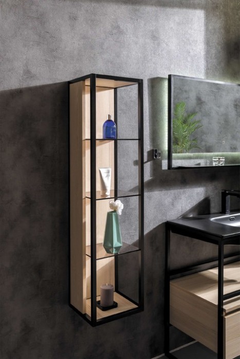 Пенал высокий light wood, полки стекло, Boheme Loft - 896-L