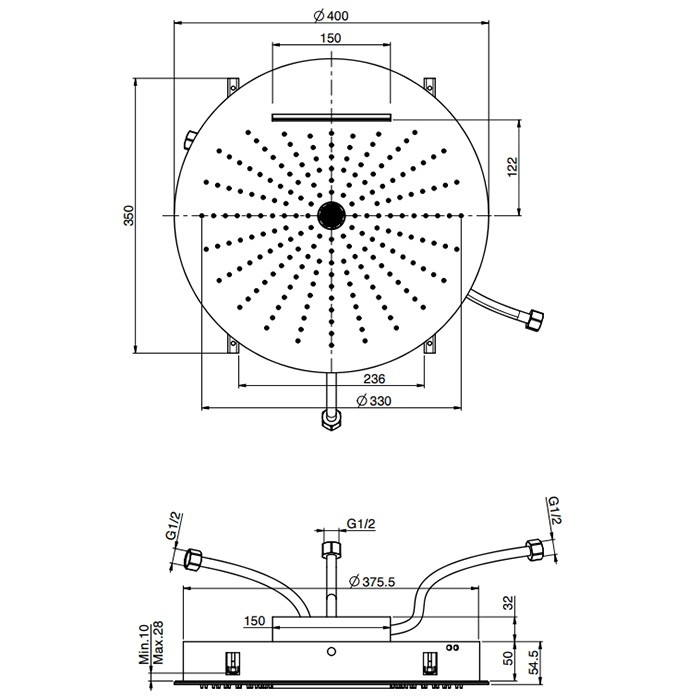 Fima Carlo Frattini Верхний душ 40см., 3 режима, потолочный, Soffioni, F5911CR цвет: хром