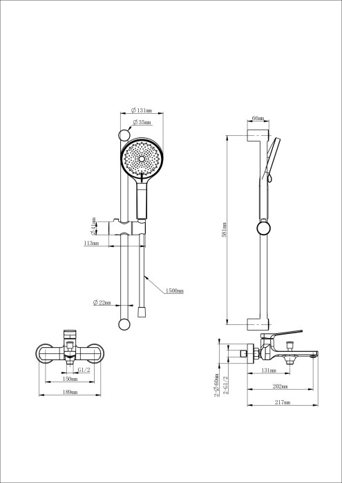 Смеситель для ванны с душевым гарнитуром, Wonzon & Woghand, WW-C2036-MB цвет: черный