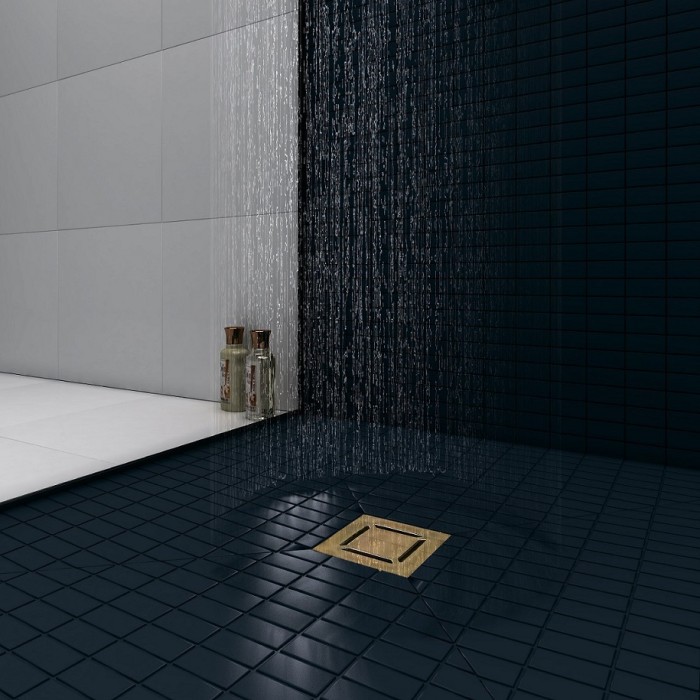 Душевой трап BERGES PLATZ Norma 150х150, золото глянец, S-сифон D50/105 H50, арт.092059