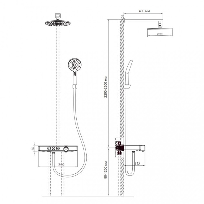 Душевой комплект BERGES Morans, хром арт. 075003