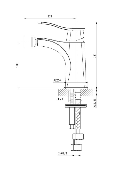 Смеситель для биде, Wonzon & Woghand Navia, WW-185001-CR цвет: хром