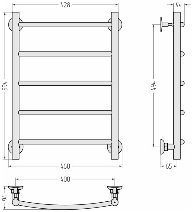 Стилье Водяной полотенцесушитель 600x400, Версия-Н2, 12622-6040 цвет: белый