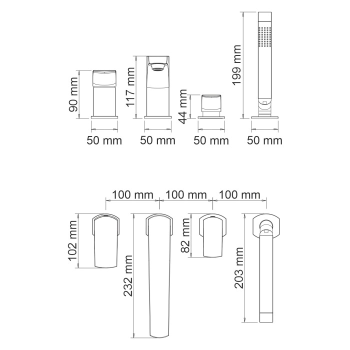 Смеситель на борт ванны, 4 отверстия Salm 2700 WasserKRAFT арт. 2755