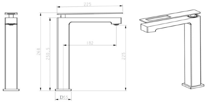Смеситель для раковины, черный, Q Boheme 142-BB