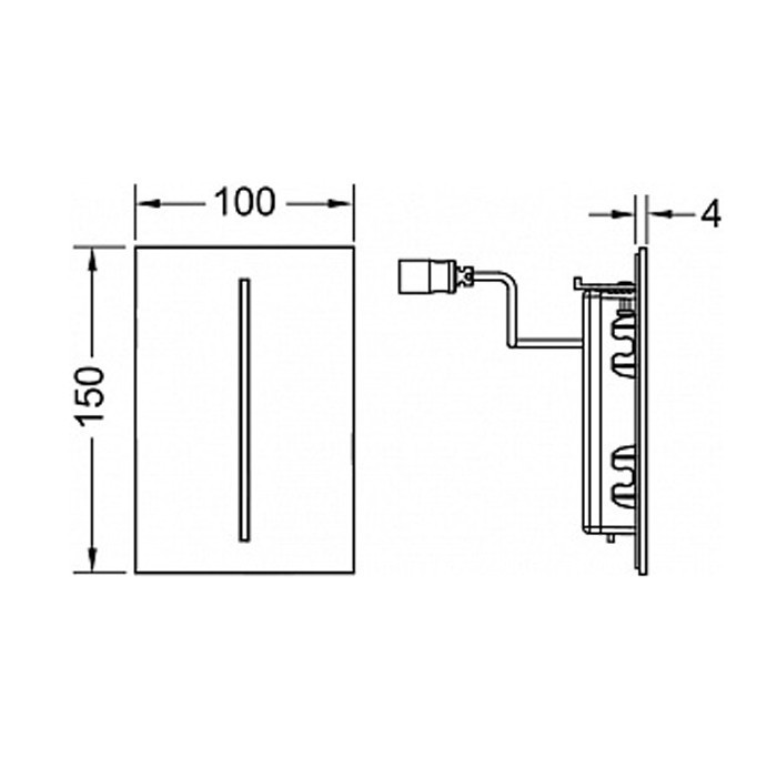 Панель смыва электронная для писсуара 100х150х7 мм, питание от батареи, черный, filo TECE арт. 9242063