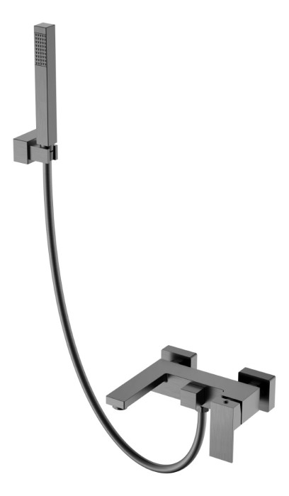 Смеситель для ванны с душем, Matt Gun Metal, Qubic Boheme 473-GM