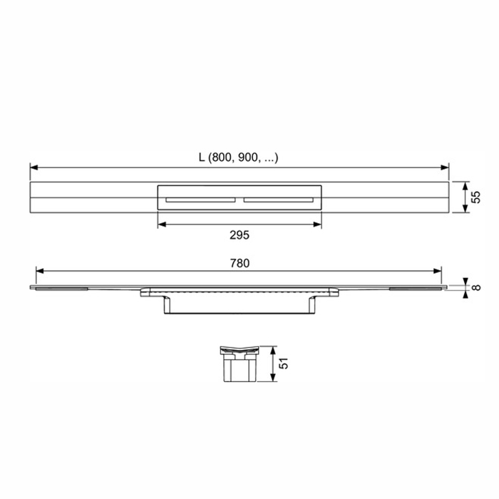 Профиль для душа, 900 мм, polished gold optic, drainprofile TECE арт. 670812