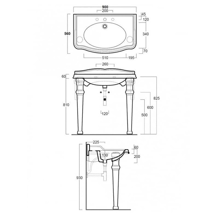 Металлическая структура 73.5x54xh85см с раковиной на 1 отв, материал: латунь, King золото, Tiffany World - TWKI3070.3oro AR834bi*1