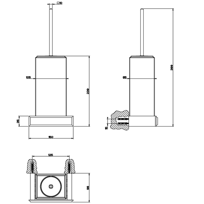 Ершик для унитаза подвесной, Gessi Eleganza, хром/белый арт. 46419#031