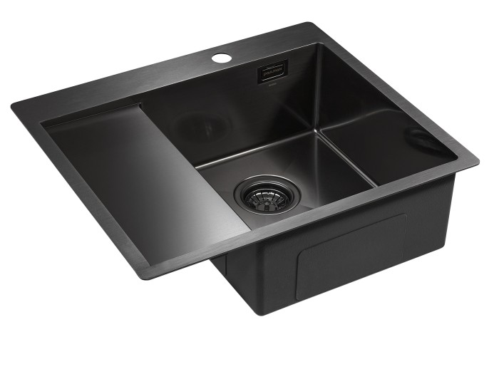 Мойка для кухни нержавеющая 590х510мм Paulmark ALSTER, вороненая сталь, правая - PM825951-GMR