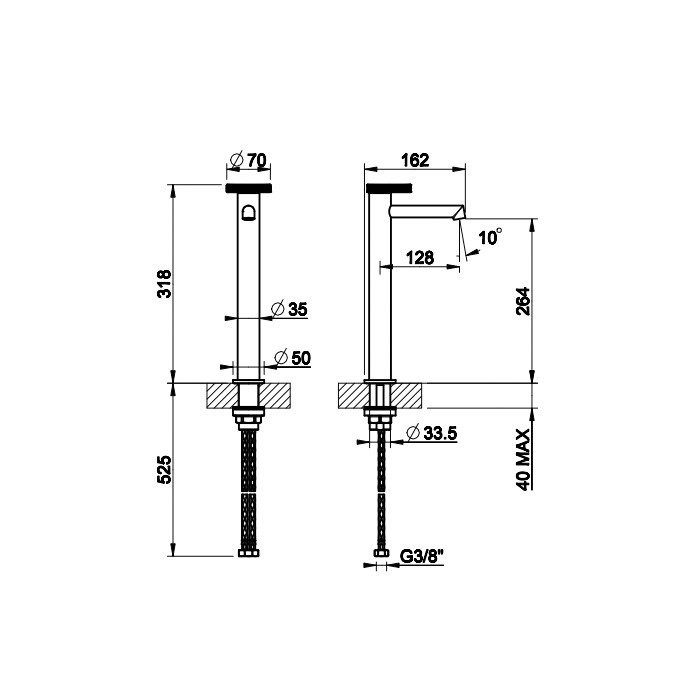 Смеситель для раковины высокий с коротким изливом. Без донного клапана, Gessi Anello, хром арт. 63304#031