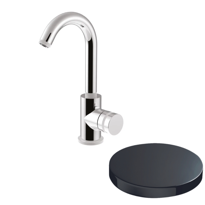 Смеситель для раковины, поворотный излив, однорычажный, Giulini My ring, хром черный глянц арт. MR0085/SCCRN