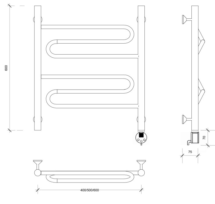Полотенцесушитель электрический 60x50 Валенсия 1 Secado арт. 4673739232569