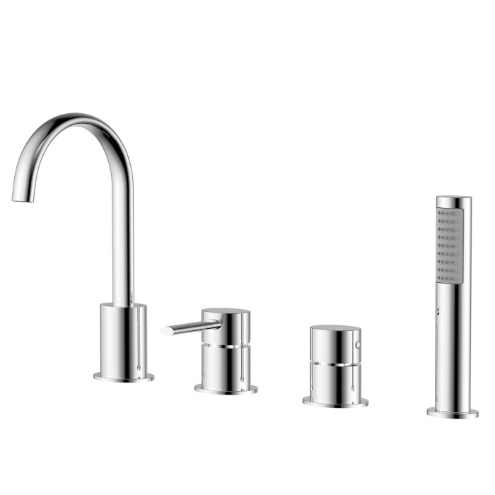Смеситель на борт ванны каскадный, на 4 отверстия, хром, Azario DELICATE арт. AZ-QA28173C-1381AC