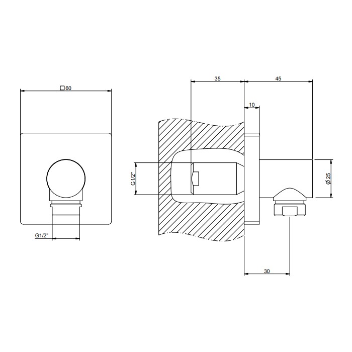 Вывод воды на 1/2", Gessi Rilievo, хром арт. 59169#031