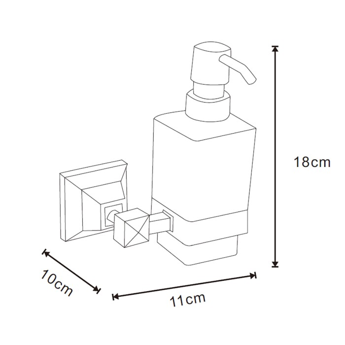 Дозатор жидкого мыла стеклянный, черный матовый, Azario Altre - AZ-96012B