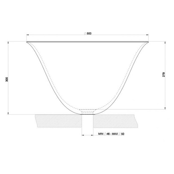 Раковина 50х30 см, без отв., накладная, керамическая, Gessi Goccia, черный арт. 39134#519
