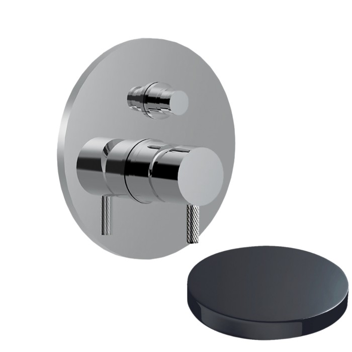 Внешняя часть смесителя для душа встраиваемого, на 2 режима, с кнопкой-переключателем, Giulini My future deluxe, хром черный глянц арт. 5963DEPCRN