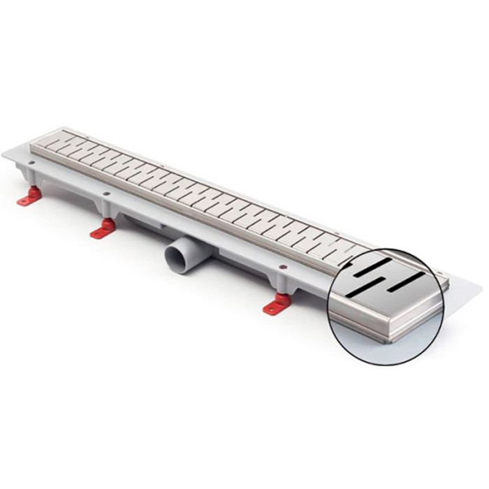 Душевой лоток D40 650 мм, боковой слив, пластиковый, рамка и решетка из нержавеющей стали, Fit and Go Azario - AZ-CH 650 MN