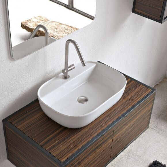 Раковина накладная, без перелива с одним отверстием, цвет белый, Scarabeo Glam - 1802