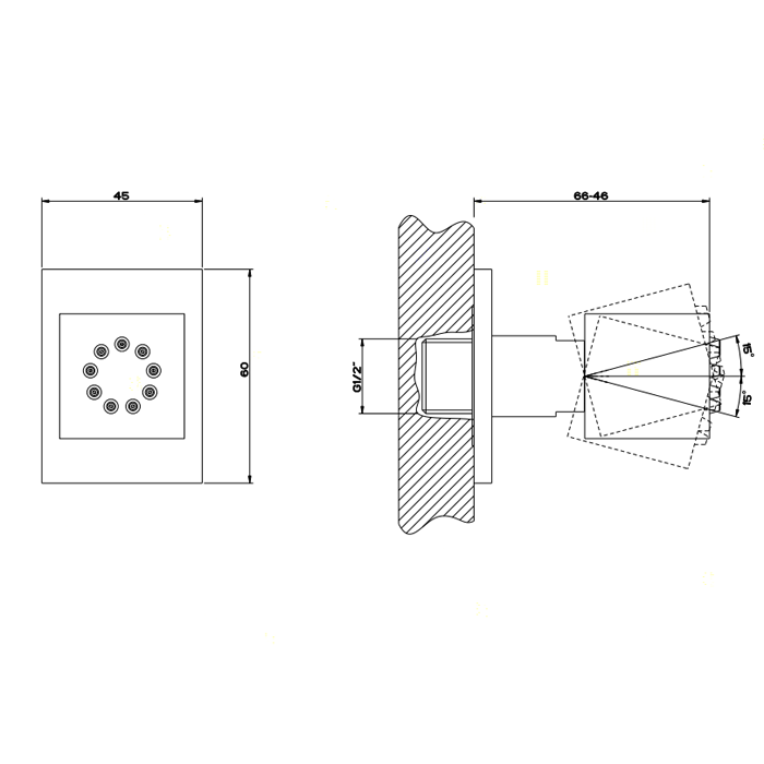 Поворотная боковая форсунка, Gessi Rettangolo, хром арт. 20172#031