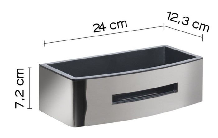 Решётка прямоугольная 1-уровневая c ABS вкладышем (24х12,3хh7,2) Gedy, 7718(43) цвет: хром
