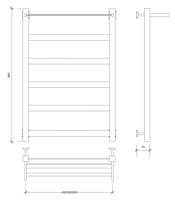 Полотенцесушитель водяной 80x60 Комано 1 СП (хром) Secado арт. 4603759400747