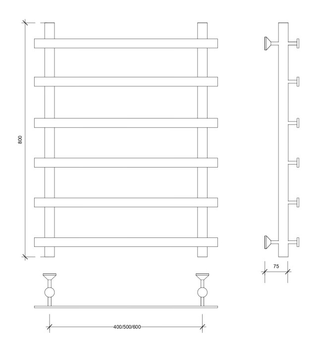 Полотенцесушитель водяной 80x40x50 Понтида 1 (хром) Secado арт. 4603777447427