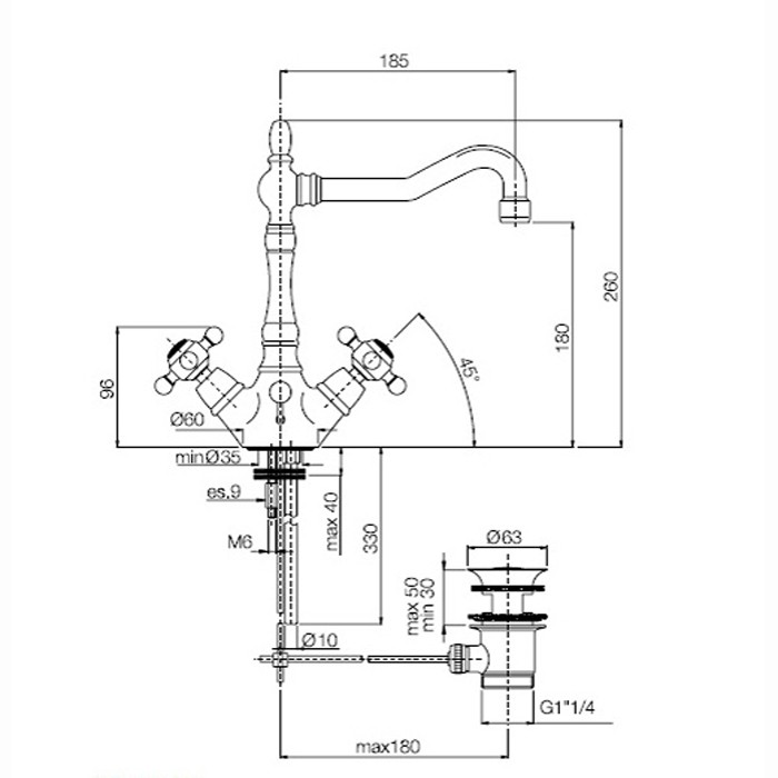Fima Carlo Frattini Смеситель на раковину цвет: бронза, Elizabeth, F5091BR цвет: бронза