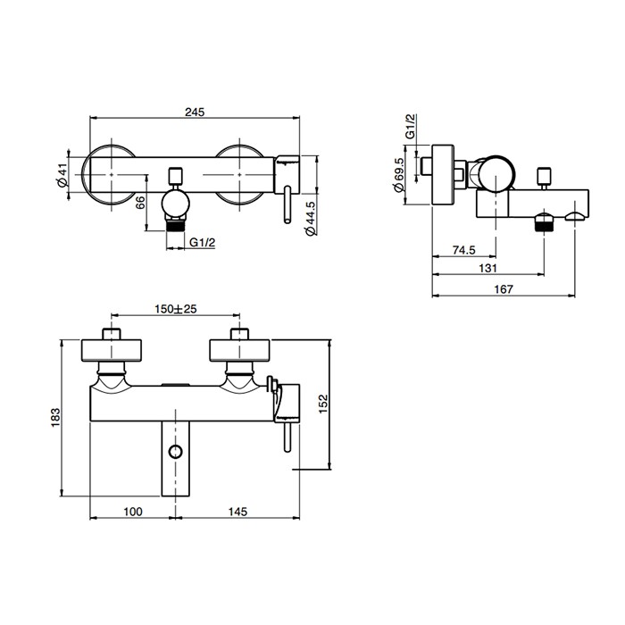 Fima Carlo Frattini Смеситель для ванны, настенный, Spillo Up, F3034/1NNS цвет: черный