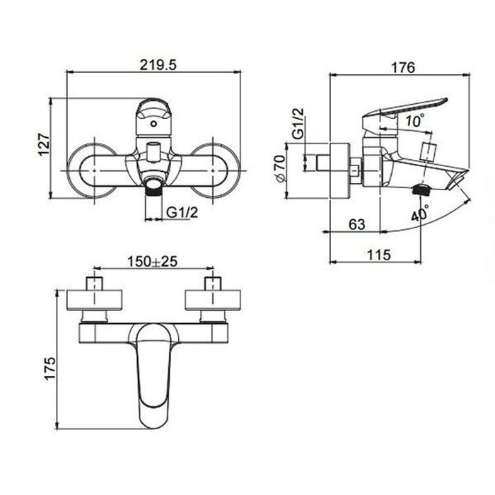 Fima Carlo Frattini Смеситель внешнего монтажа на ванну без душевого комплекта, Spot, F3004/1CR цвет: хром