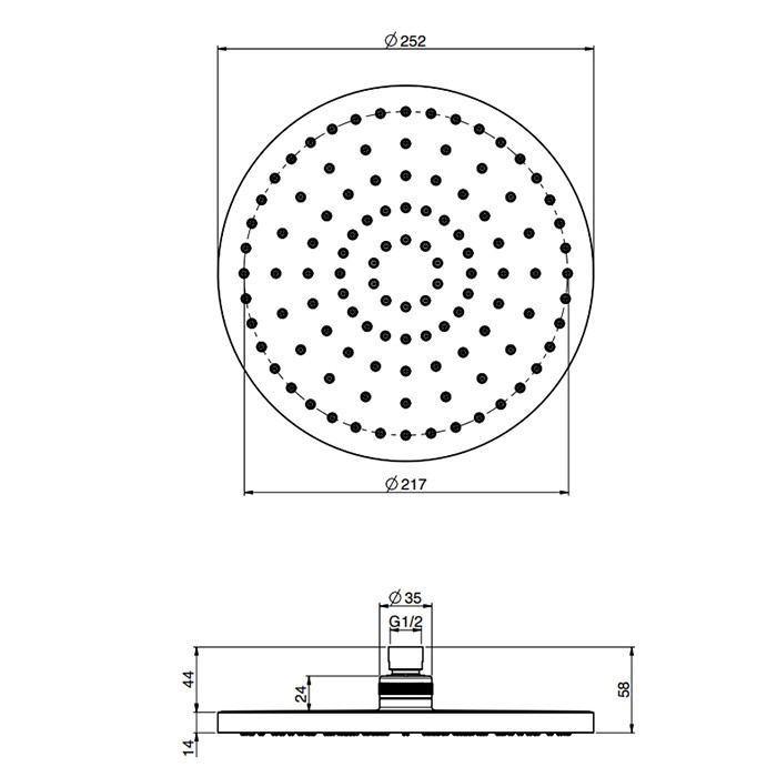Fima Carlo Frattini Верхний душ 25см., потолочный/настенный, Soffioni, F2794/2NS цвет: чёрный