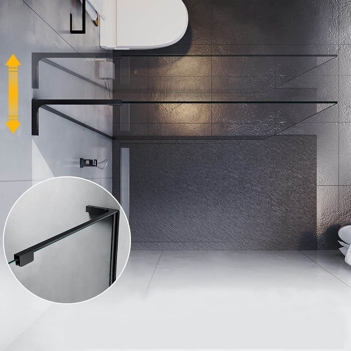 Душевая перегородка 1100x2000, Veconi Korato, черный матовый, стекло прозрачное арт. KR77B-110-01-C8