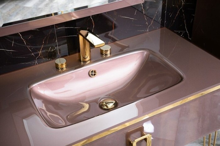 Смеситель для раковины, золото, Venturo Boheme 150-G-DIAMOND