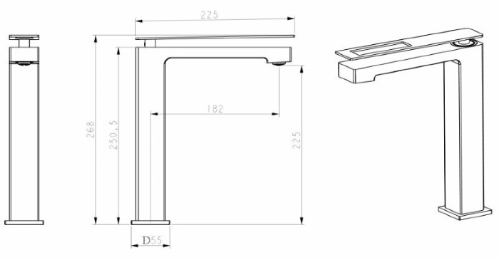 Смеситель для раковины, черный, Q Boheme 142-BCR