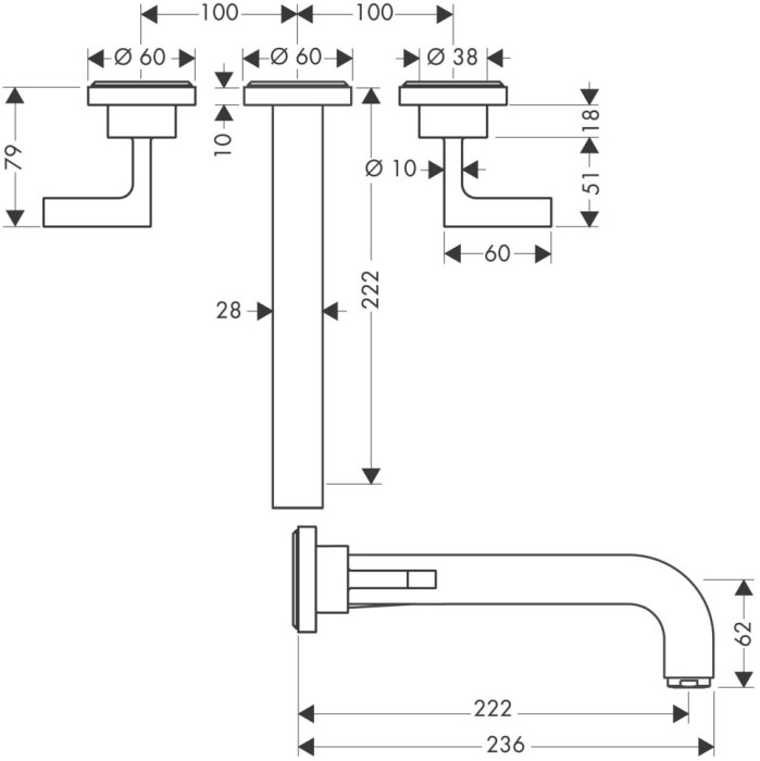 Смеситель для раковины Citterio Axor, полированное золото арт. 39147990