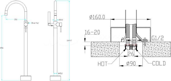 Смеситель для ванны Bronze Uno Boheme 209