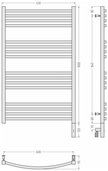 Сунержа Электрический полотенцесушитель 1000x400, Аркус 3.0, 00-5705-1060 цвет: без покрытия