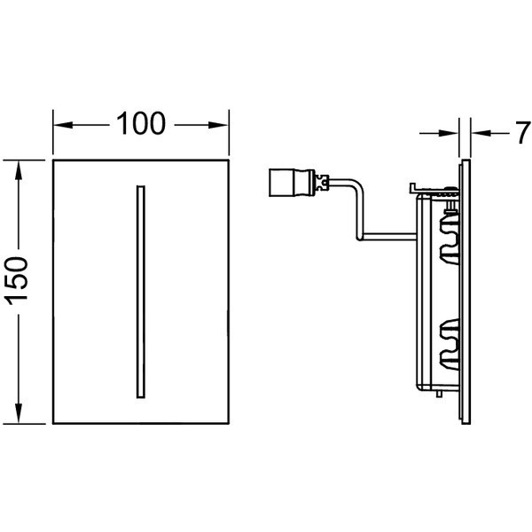Панель смыва электронная для писсуара 100х150х7 мм, питание от сети, белый, filo TECE арт. 9242060