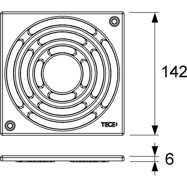 Решетка 150х150 мм с фиксаторами, drainpoint s TECE арт. 3665001