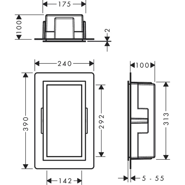 Настенный короб с цветом корпуса и дизайнерской рамой, 30х15х10 см, Hansgrohe XtraStoris Individual, хром арт. 56096340
