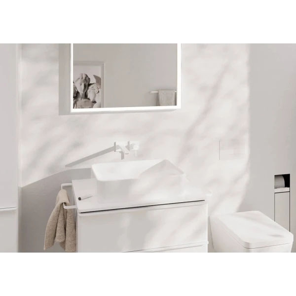 Смеситель для раковины скрытого монтажа, EcoSmart+, Hansgrohe Tecturis E, белый арт. 73051700