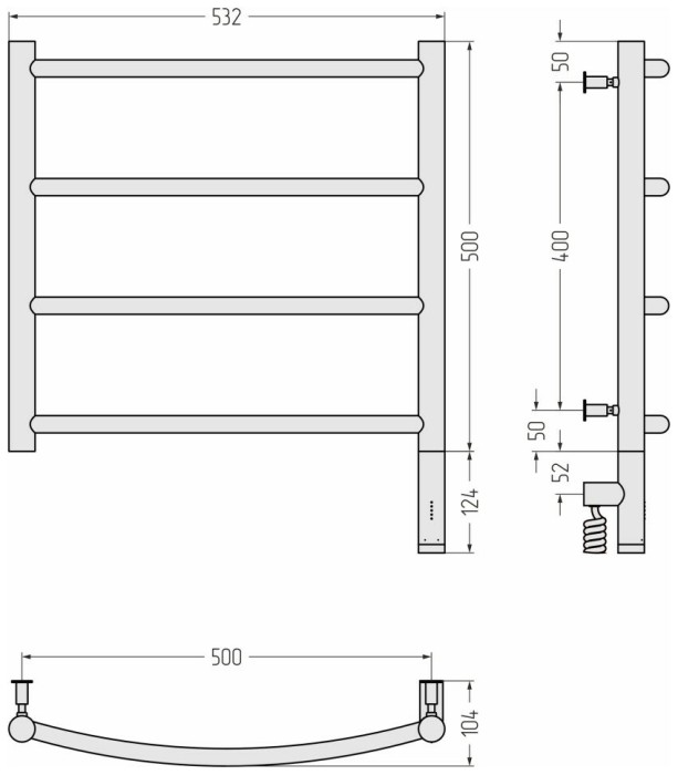Сунержа Электрический полотенцесушитель 1200x600, Галант 3.0, 00-5801-5050 цвет: без покрытия