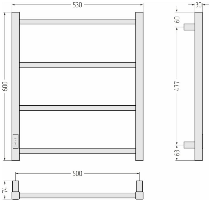 Стилье Электрический полотенцесушитель 1000x300, Формат 26, 31527-6050 цвет: матовый чёрный