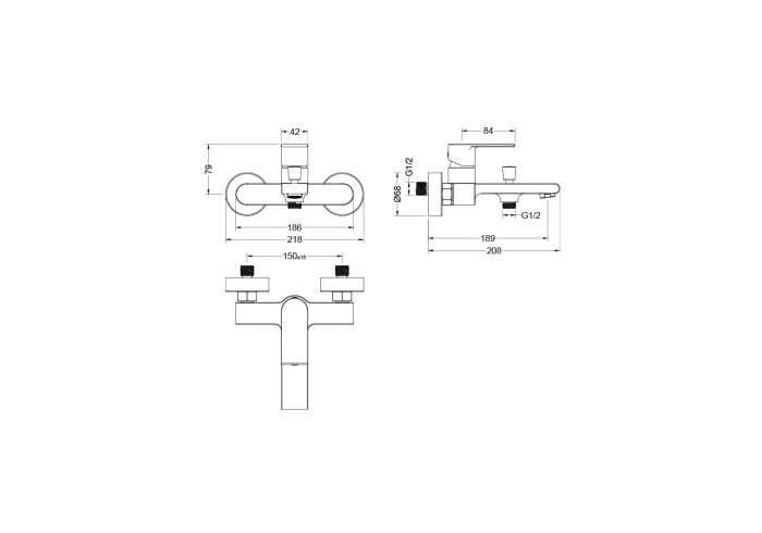 Смеситель для ванны, Aquatek Лира, черный арт. AQ1440MB