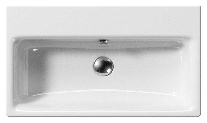 Подвесная раковина 70х40х19 см, с переливом, 1 отверстие для смесителя, санфарфор, Sand GSI арт. 9087111