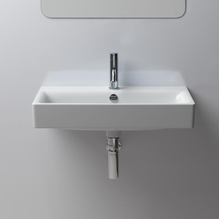 Подвесная раковина 70х40х19 см, с переливом, 1 отверстие для смесителя, санфарфор, Sand GSI арт. 9087111