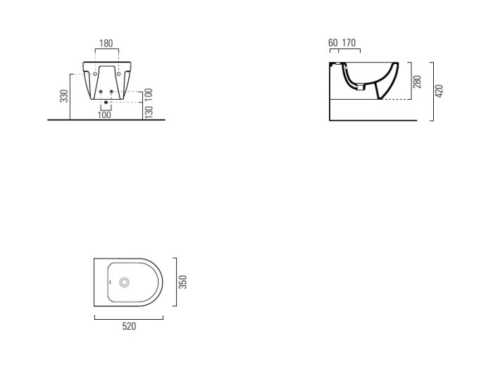 Биде подвисное 35х52 см, GSI City арт. 9164111