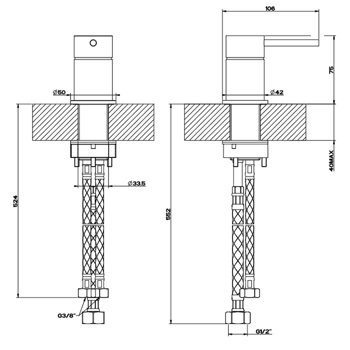 Рычаг удаленного управления, Gessi 316, brushed black metal pvd арт. 54005#707